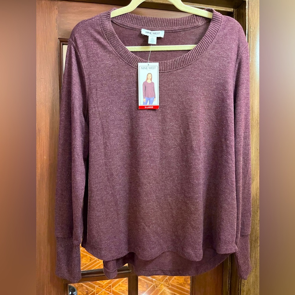 NWT Nine West Jeans Ladies Plum Long Tunic Sweater Size XL